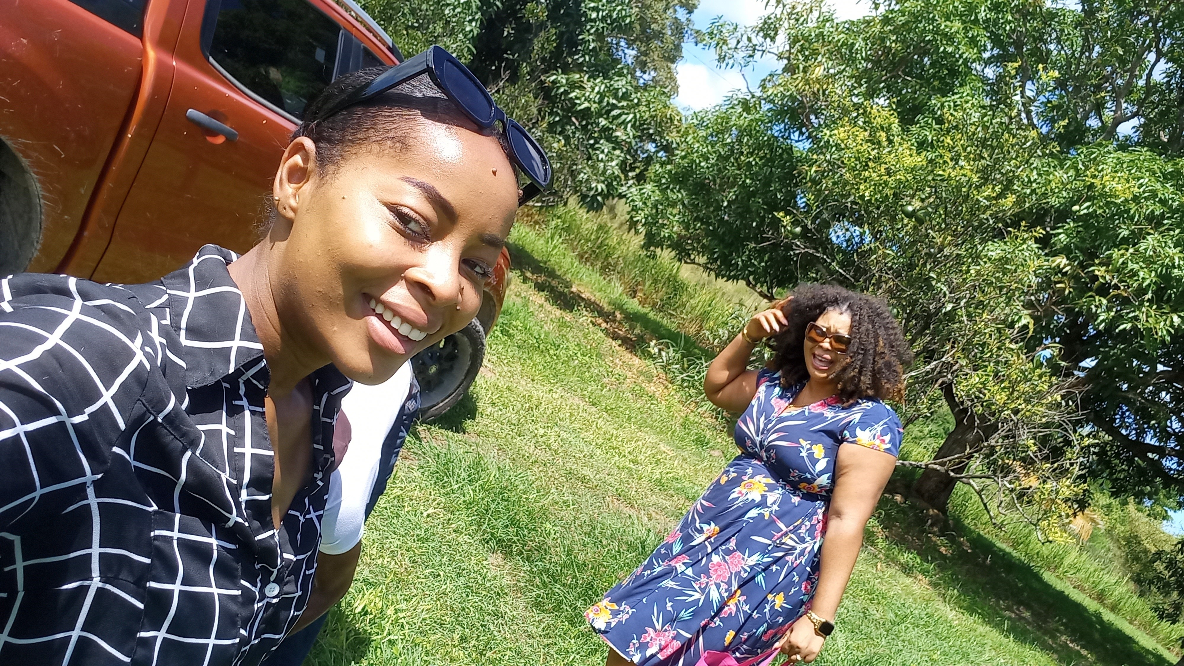 From left to right are Ms. Arita Phillip, the Associate Programme Specialist for Youth and Digital Transformation (UN Volunteer) within the UNESCO Office for the Caribbean and Mrs. Andrea Andrew after the video recording of the Director of Agriculture.