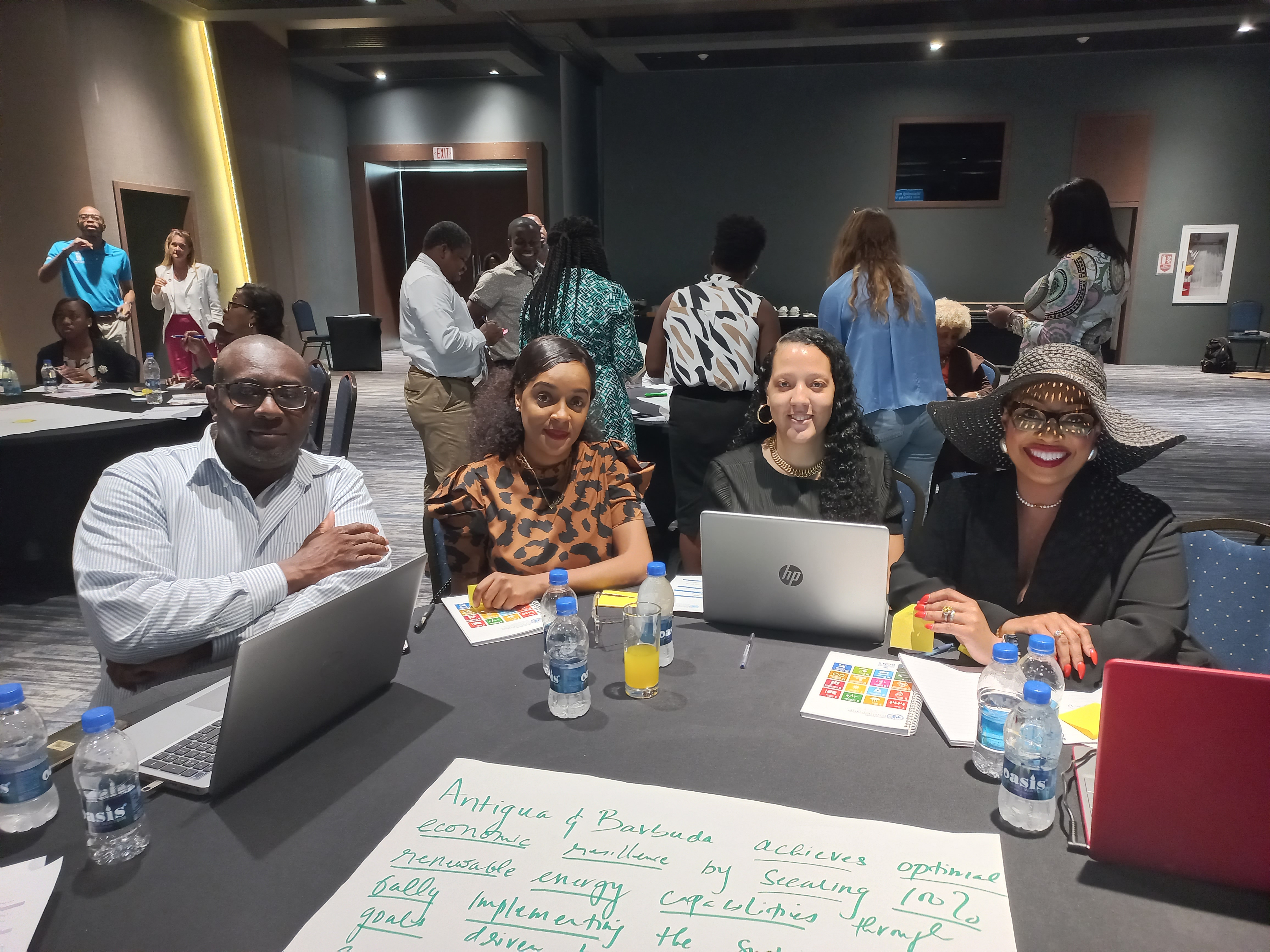 Staff from the Ministry of Foreign Affairs and UWI Five Islands Campus. On the far right is Ms. Joy-Marie King -Director of International Trade within the Ministry of Foreign Affairs, and on the far left is Mr. Halle Johnson - Systems Administrator at the UWI Five Islands.