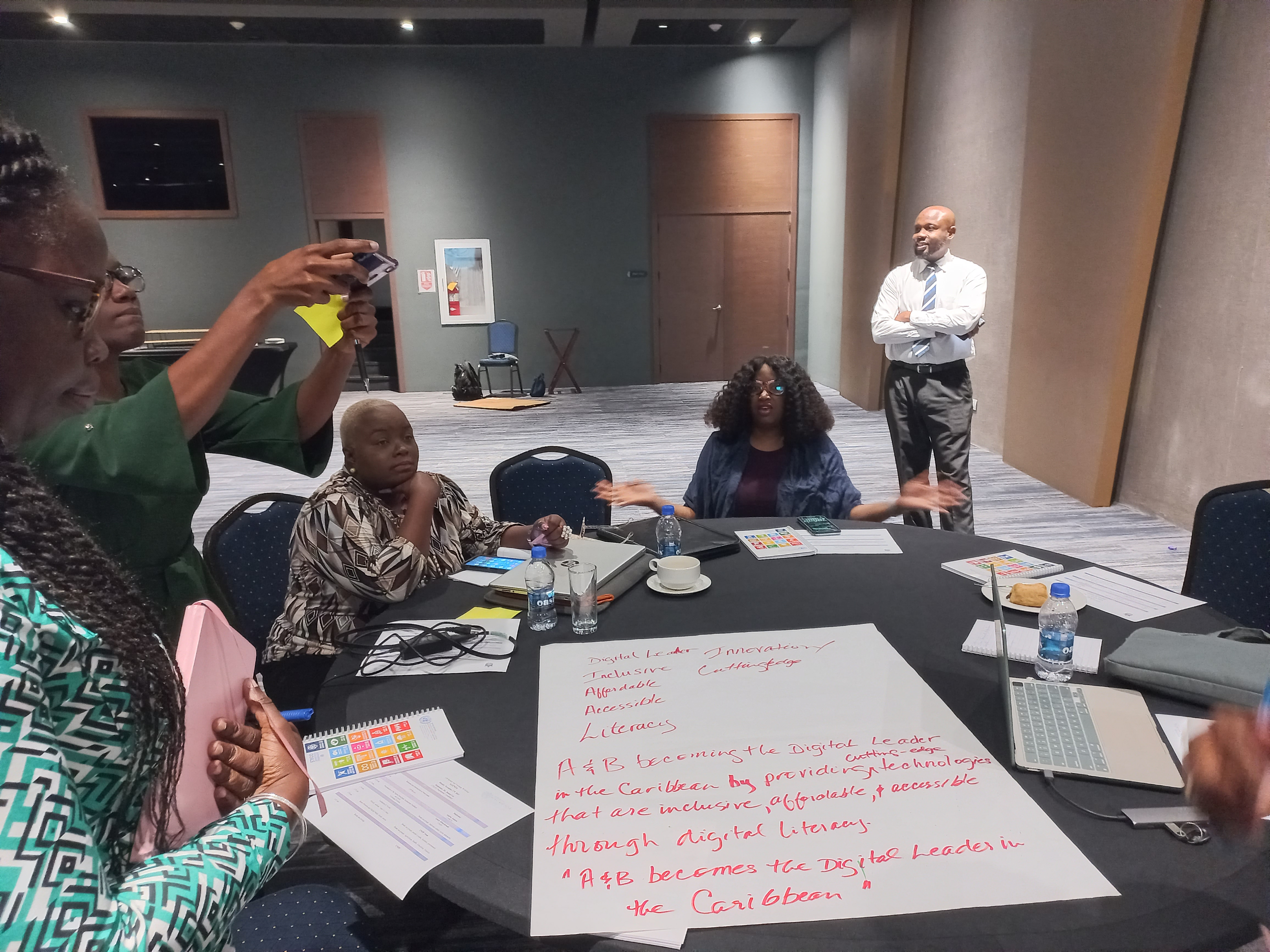 A photo of one group’s brainstorming session to create a digital transformation vision for Antigua and Barbuda.