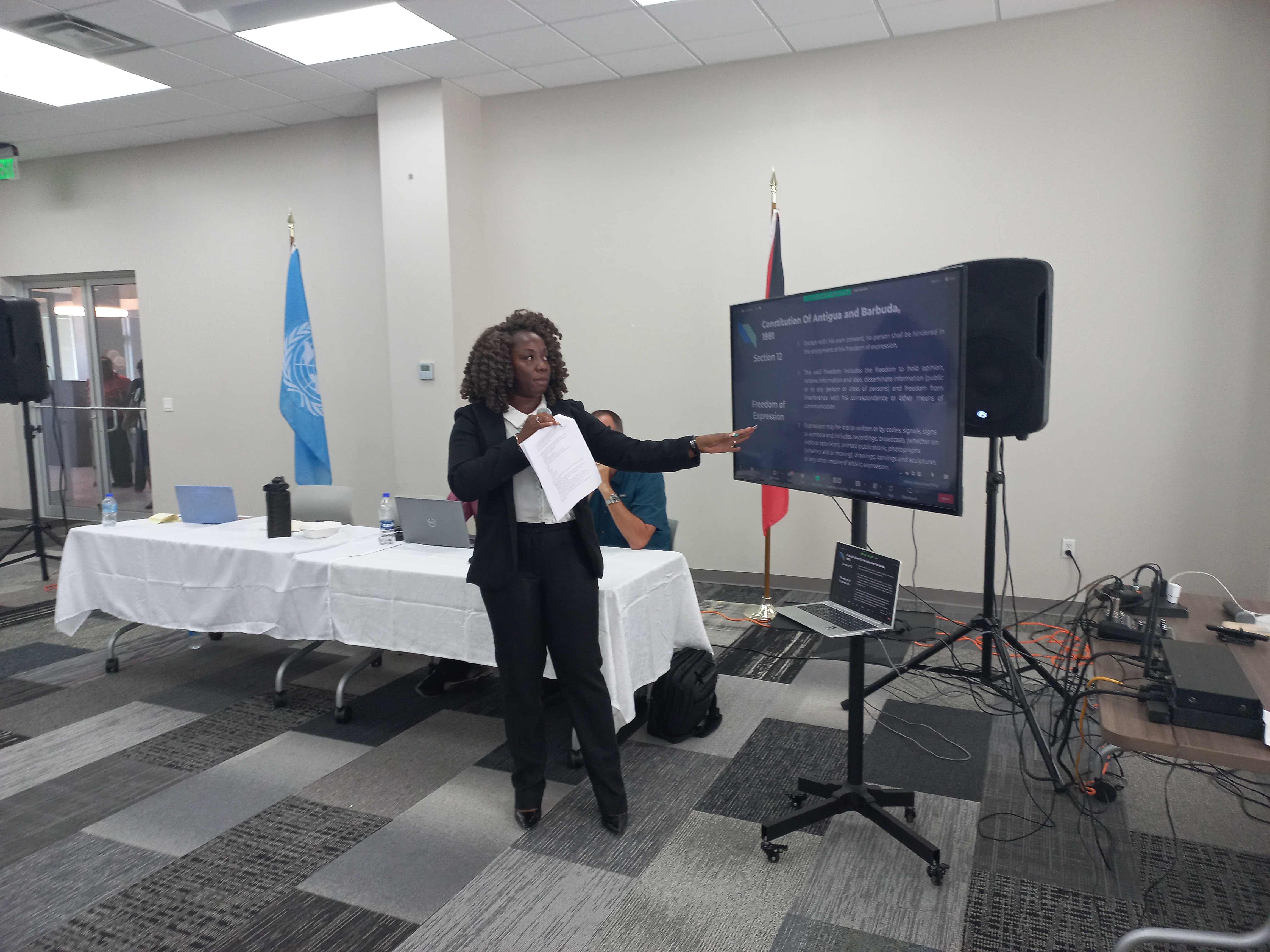 Attorney Deshawn Browne makes a presentation following the opening ceremony.