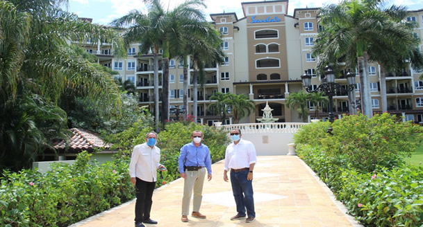 From L to R His Excellency Brian Gonsalves, Sandals GM Matthew Cornwall and Hon. Charles Fernandez
